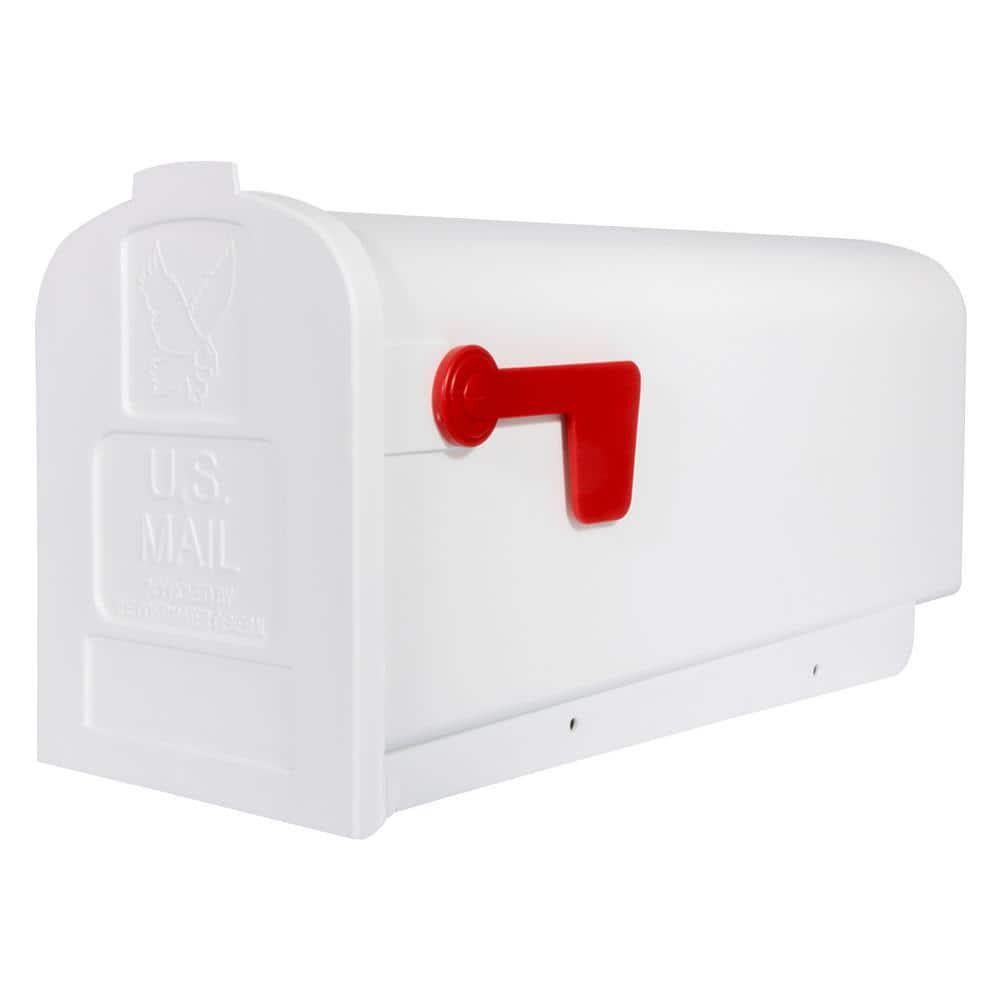 Architectural Mailboxes Parsons White, Medium, Plastic, Post Mount Mailbox