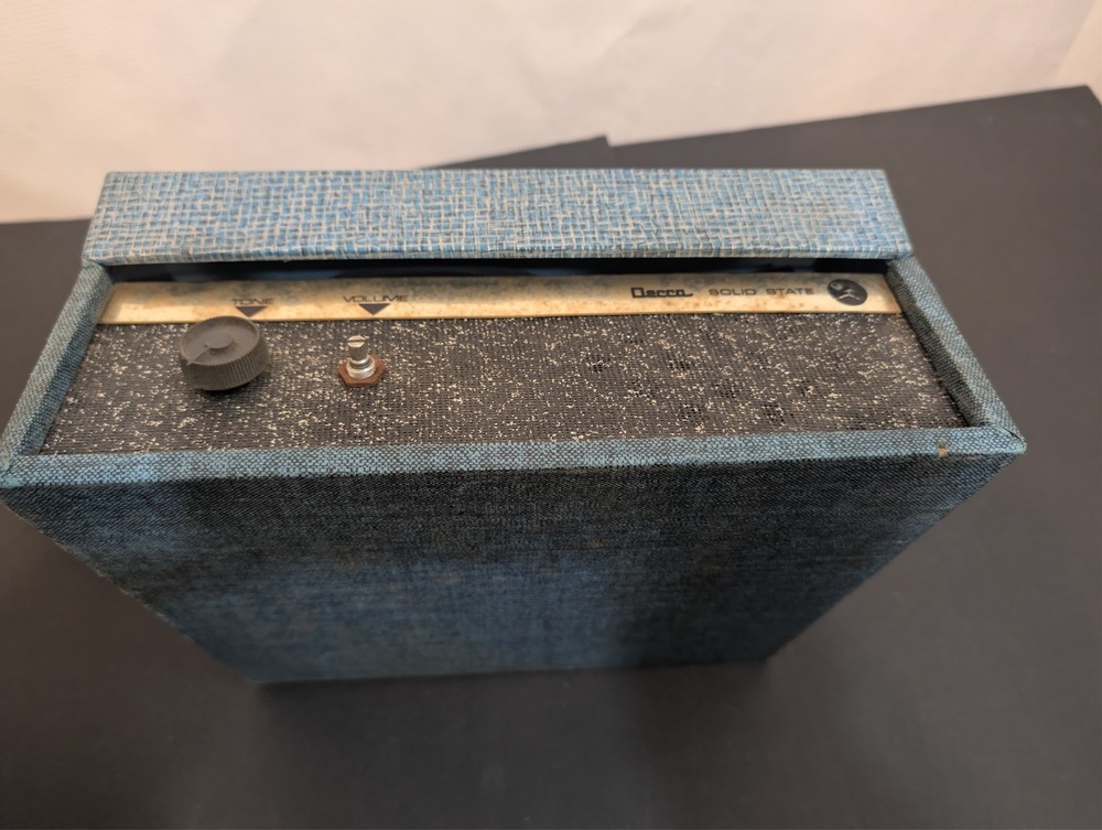 VTG Decca Portable Record Player Solid State Tested & Works Great See Video Blue