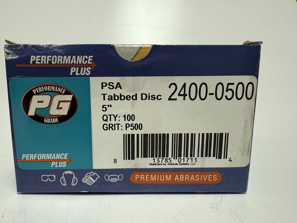 PERFORMANCE PLUS PSA TABBED 5" SANDING DISC, 500 GRIT, 100 DISC PER BOX NEW