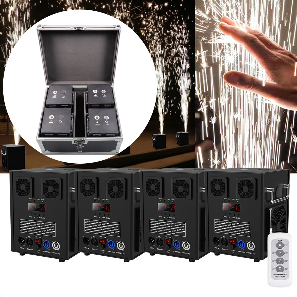 4PCS 700W Cold Spark Machine DMX Firework Stage Effect Wedding with Flight Case