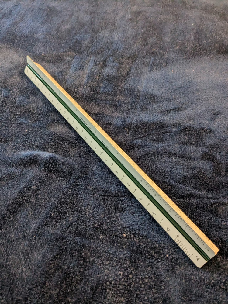 Telodyne Post 38CT-580 triangular architects scale ruler with case