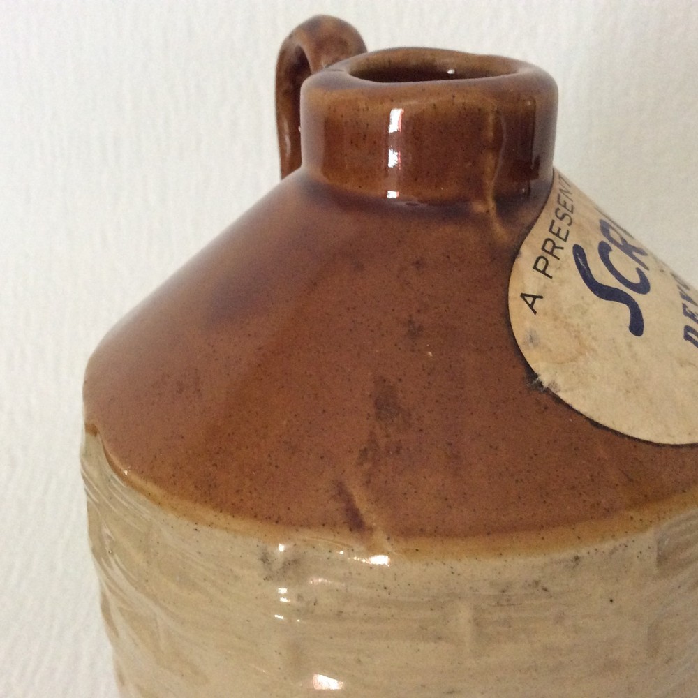 Scrumpy Devon Cider flagon - Stoneware - Wicker basket - 725ml/24.5fl oz