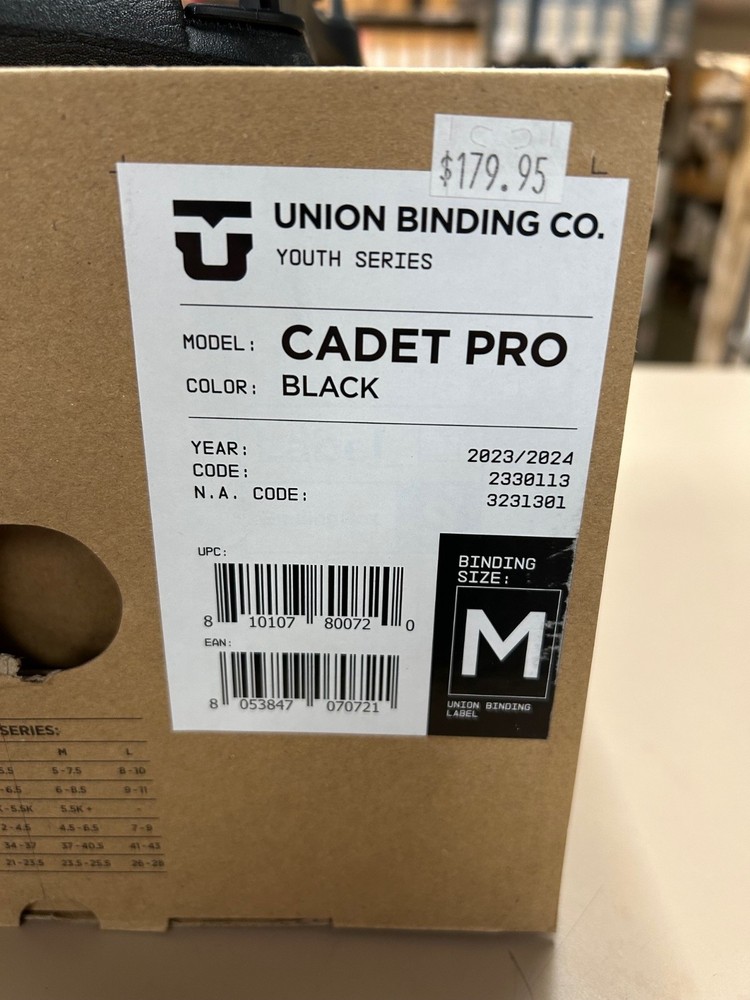 UNION CADET PRO MEDIUM BLACK (23-24) BINDINGS *NEW IN BOX*