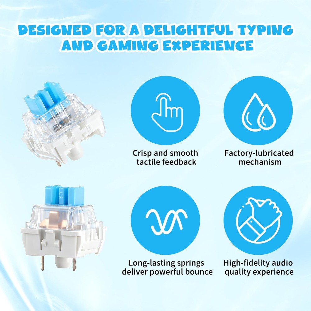 Keyboard Switches, 50 Pcs 3 PIN Blue Clicker Replacement