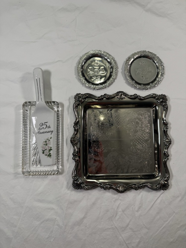 25th Anniversary Serving Set – Tray, Plates, Cake Server