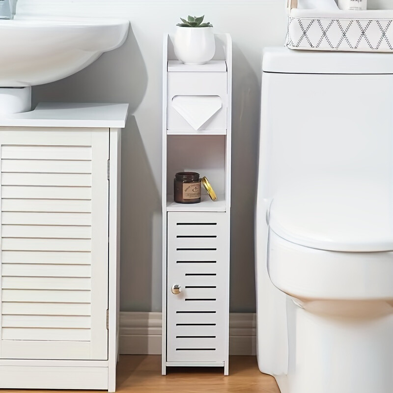 Bathroom Storage Rack with Cupboard- Cubby Hole Shelves,Space-Saving Gap Storage