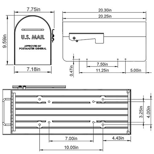 Architectural MAILBOXES Ironside Large Capacity Galvanized Steel Large, Black