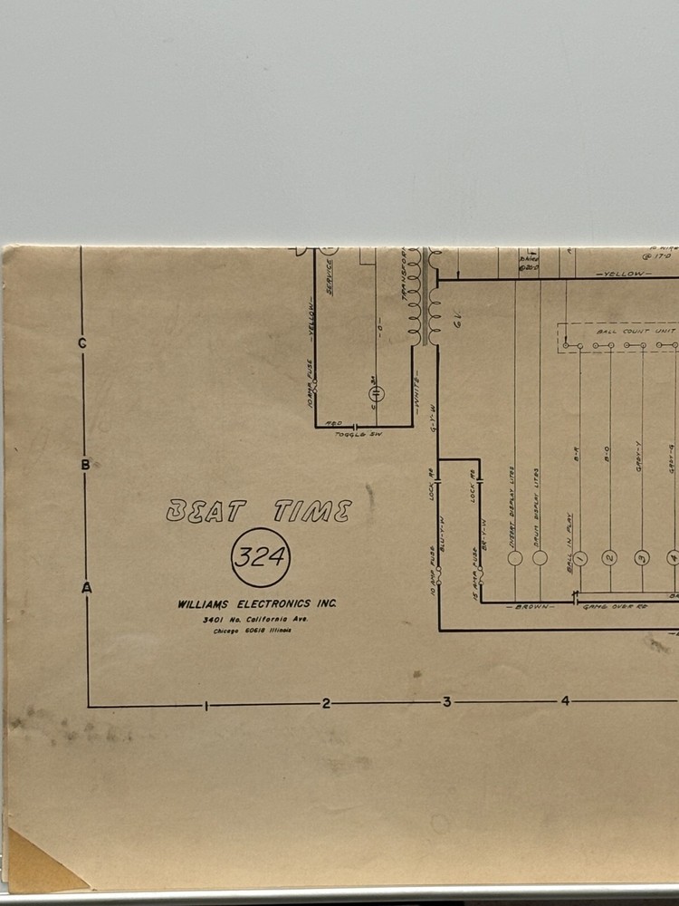ORIGINAL-WILLIAMS ELECTRONICS-BEAT TIME-PINBALL SCHEMATICS