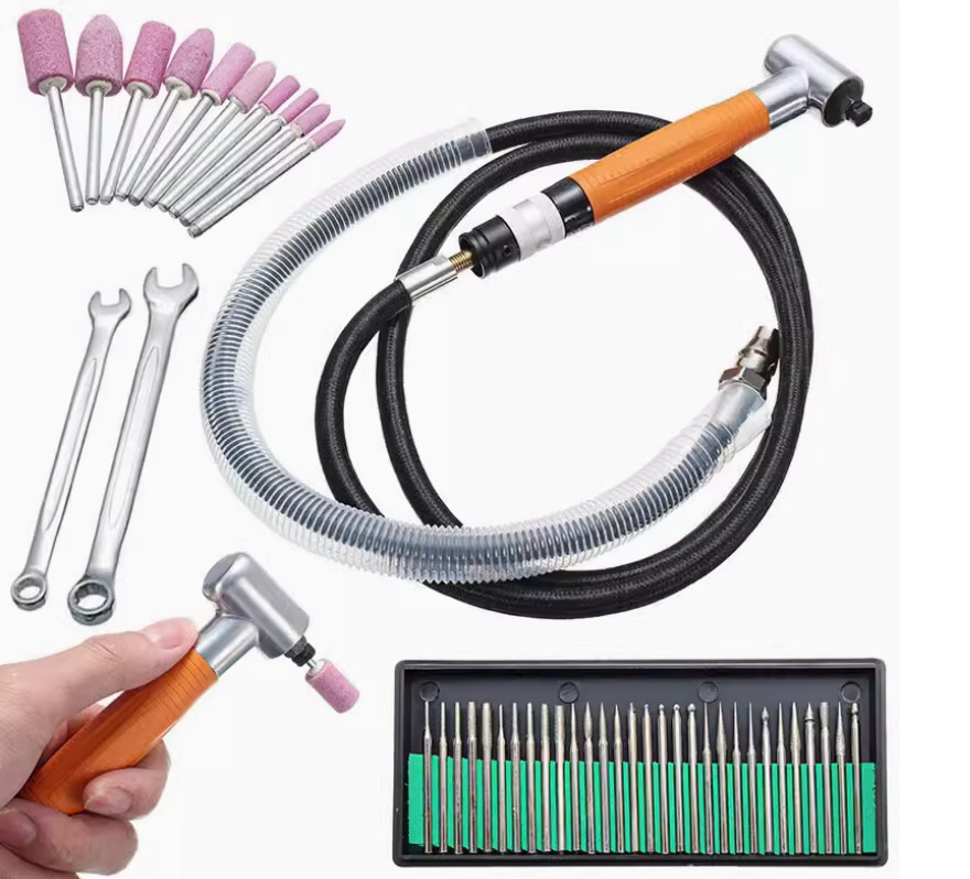 DIY 90 Degree 3MM Pneumatic Micro Grinder Angle Air Micro Die Grinder Set Tool