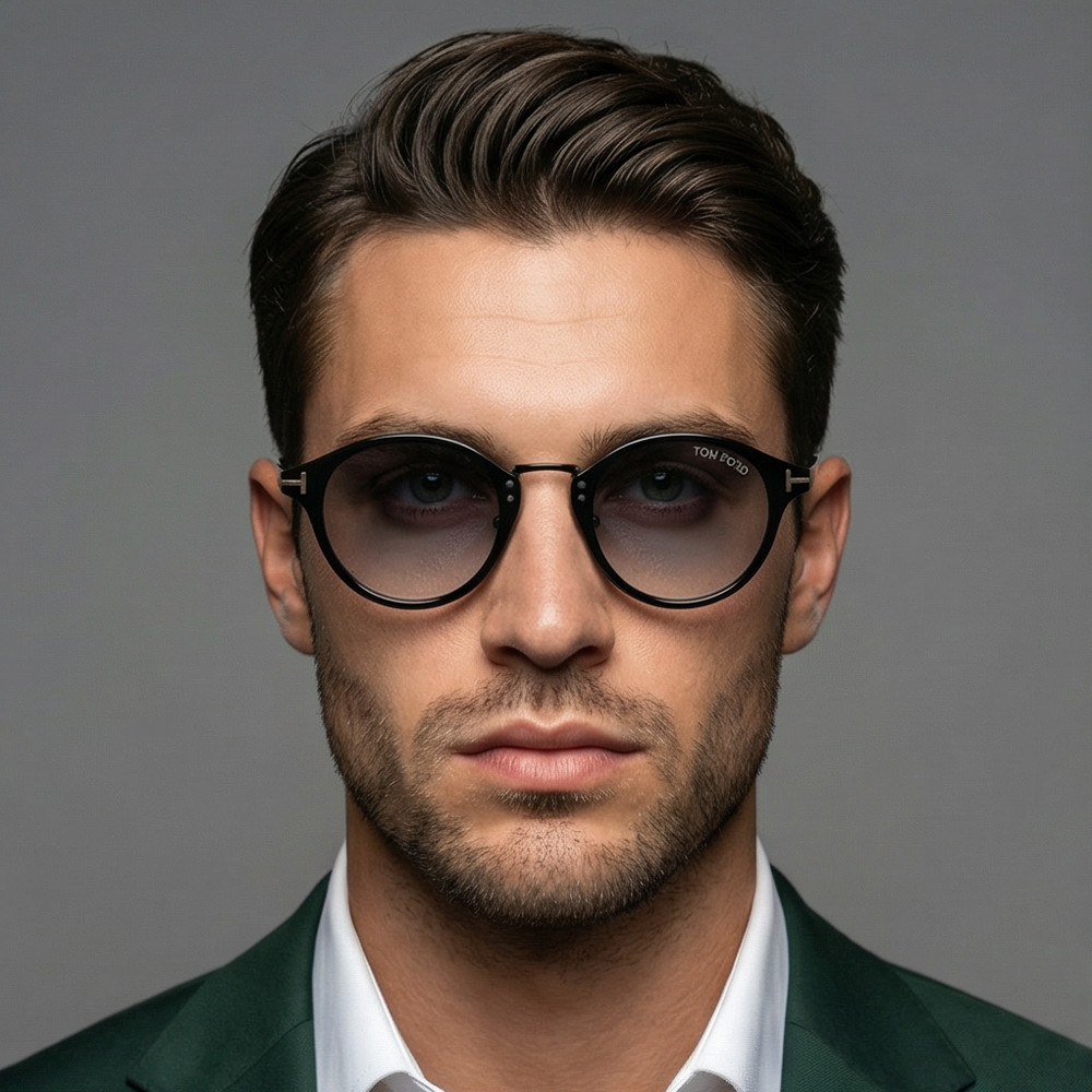 Tom Ford Sunglasses Men Black Round Gradient Grey FT1050-D 01B 49mm
