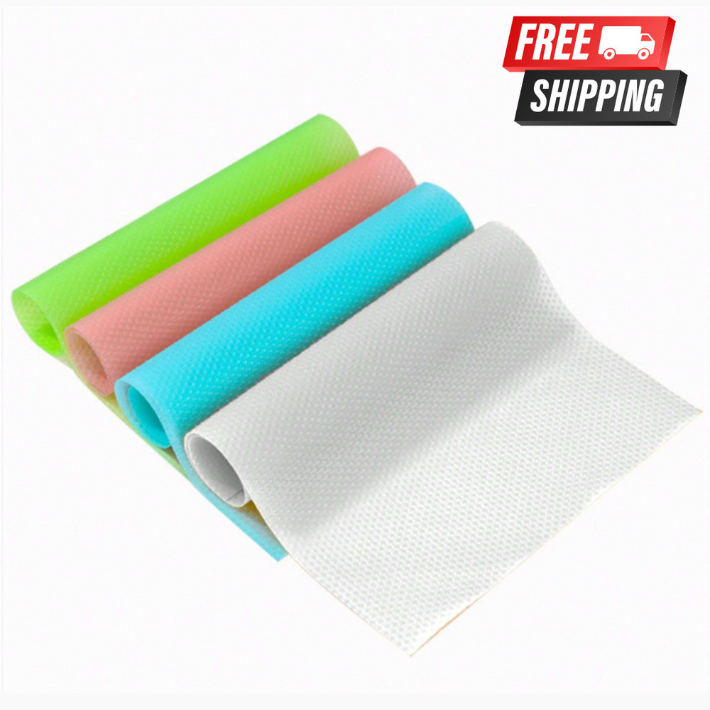 4pc Fridge Liners and Drawer Mats Washable Waterproof Refrigerator Shelving Pads