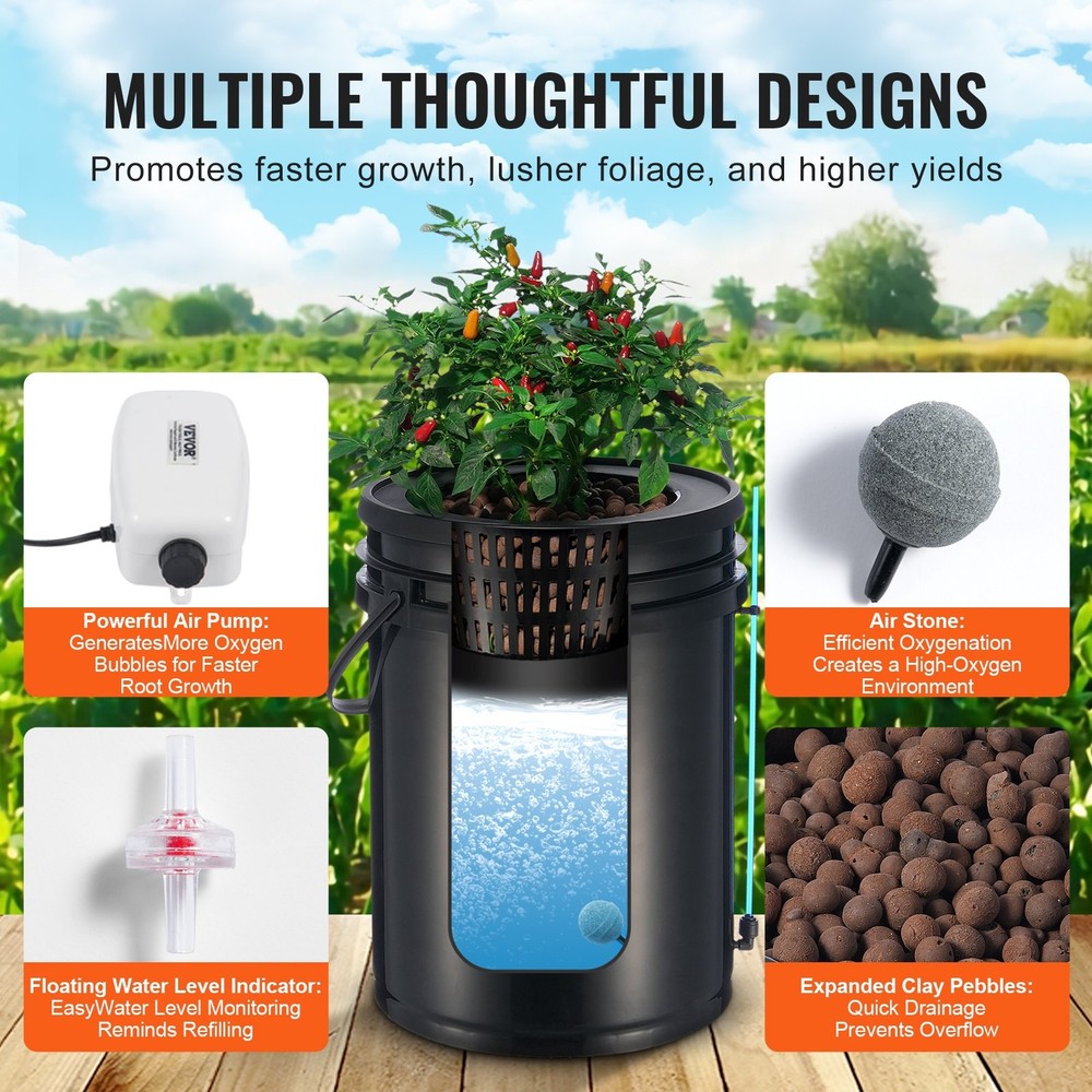 For DWC Hydroponics Grow System, Hydroponic Growing System with Top Drip Kit, D