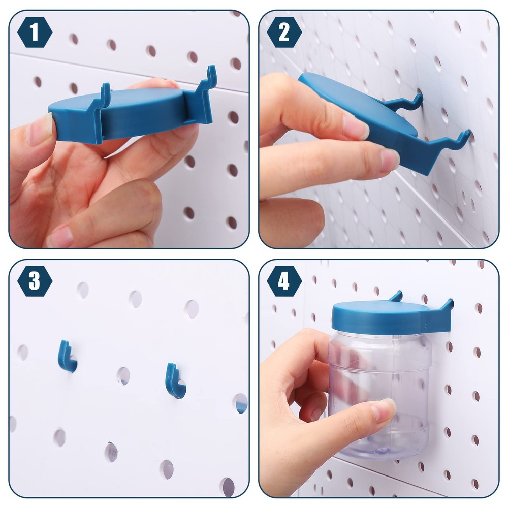 20 Sets Dark Blue Pegboard Organizer Jars with Lids Bins Storage