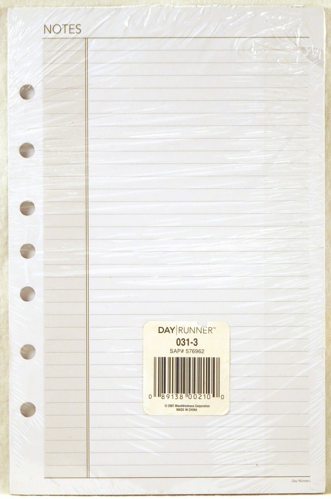 NEW SEALED DAY RUNNER Notepad REFILL Size 4 (30 Sheets) 5.5" x 8.5" 031-3