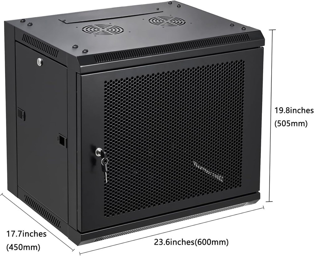 9U Wall Mount Server Cabinet Network Rack Vented Enclosure Locking Door