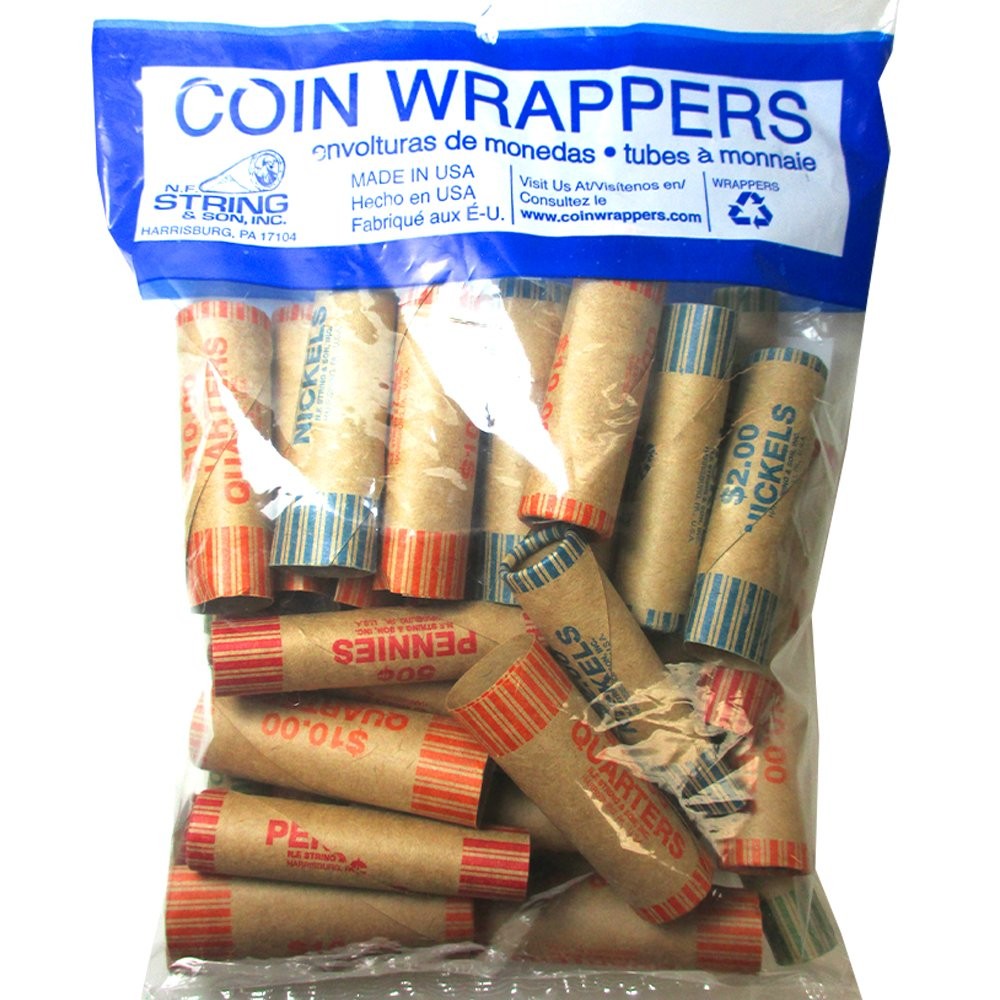 72 Rolls Preformed Assorted Coin Wrappers Tubes Nickels Variable, Tan
