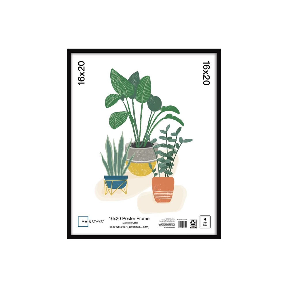 Mainstays , 16x20 Picture Frame , Black Flat Profile Wall Photo Frame.
