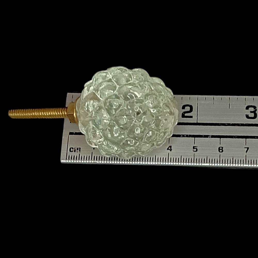 4 Clear Glass Oblong Egg Shaped Drawer Pulls Knobs Bumpy Round Texture 1"x1.75"