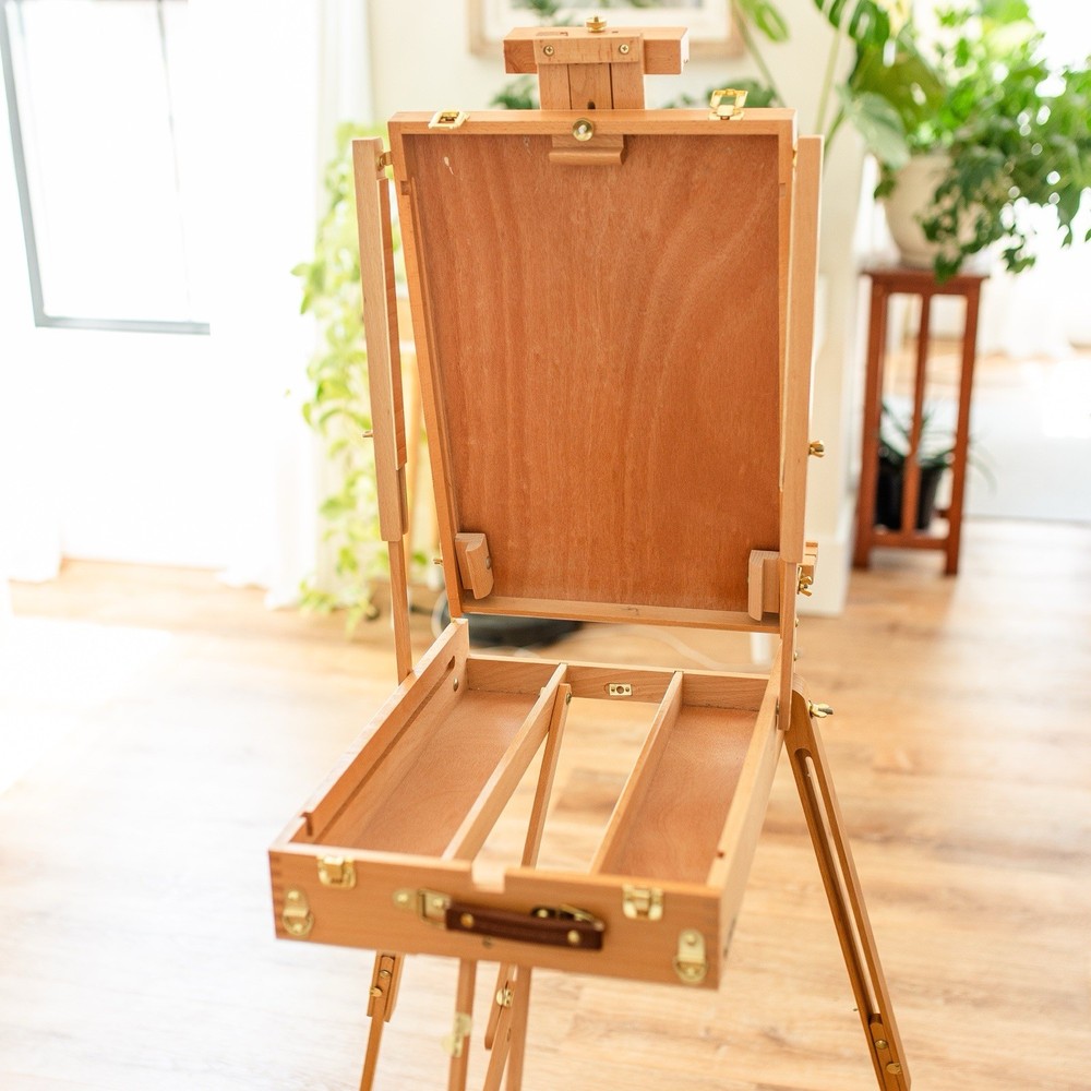 MEEDEN Solid Beech Wood Plein Air French Easel Foldable Spacious Adjustable