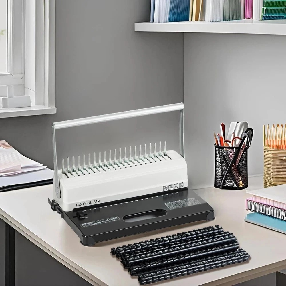 Manual Comb Binding Machine,19 Holes, 450 Sheets,Paper Punch Comb Binder Mach...