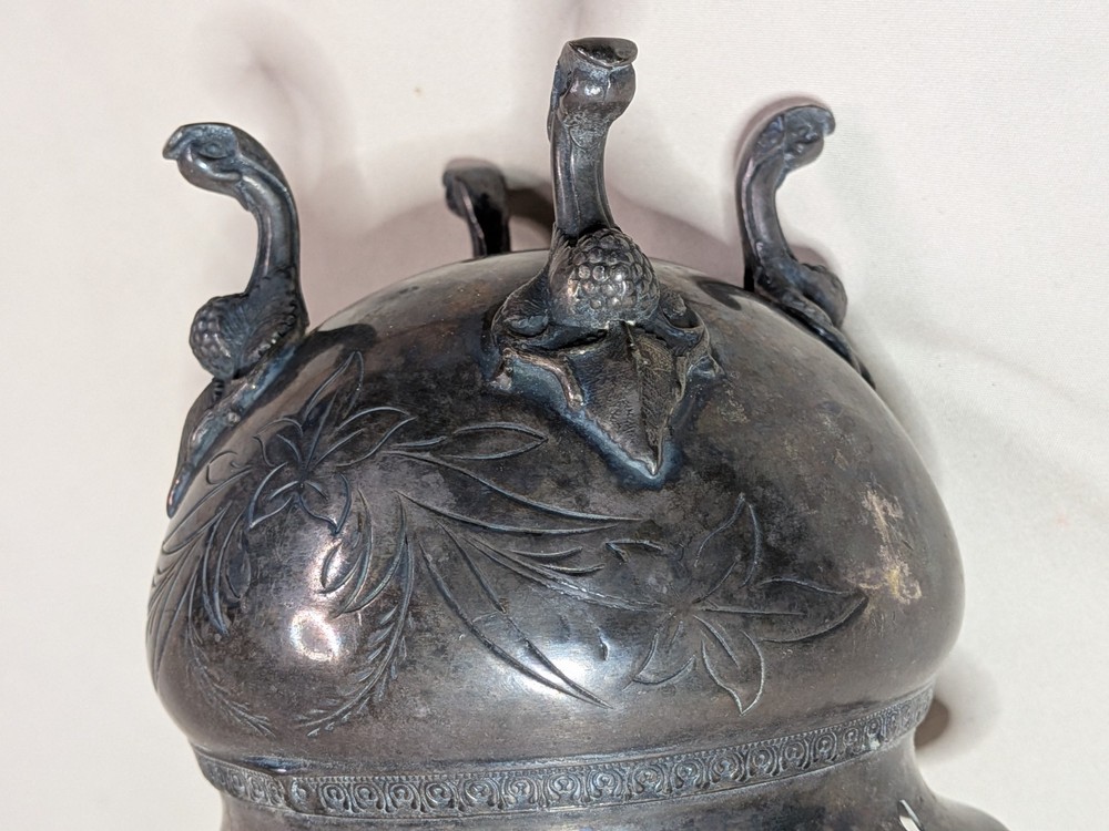 Silver Plate Victorian Floral Salt Cellar - READ