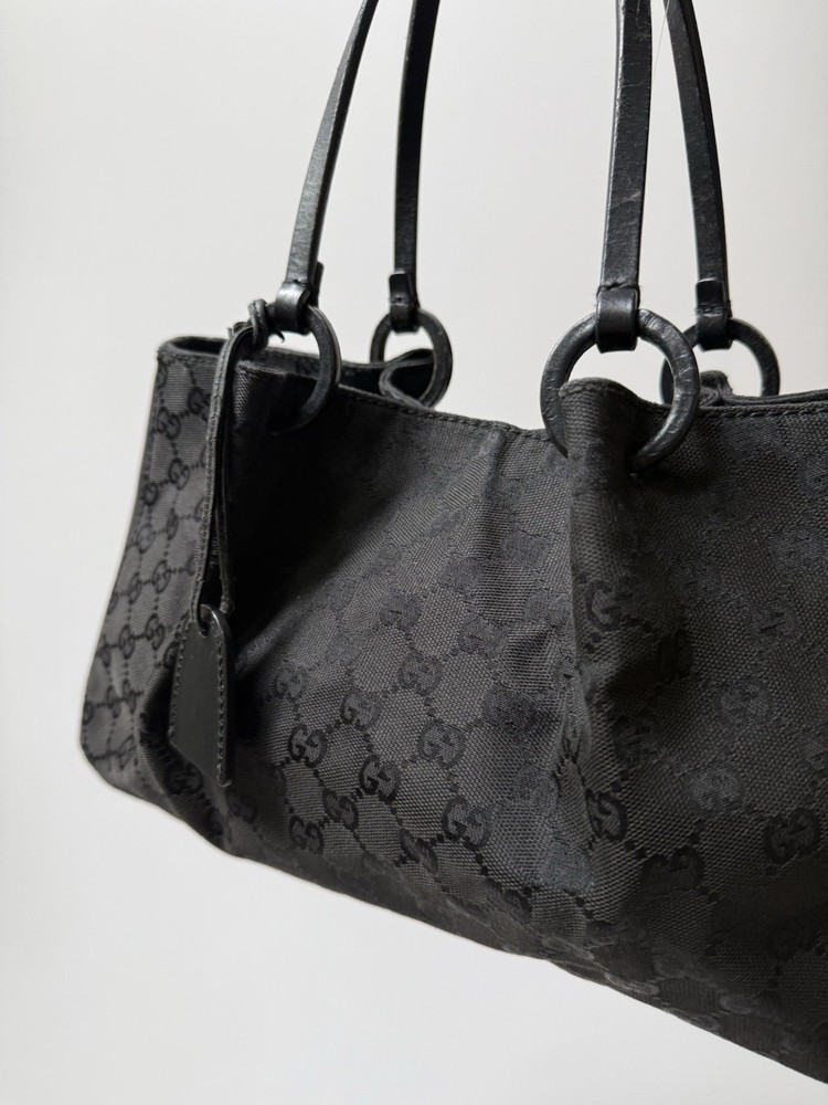 Gucci GG Pattern Black Tote Bag With Pouch