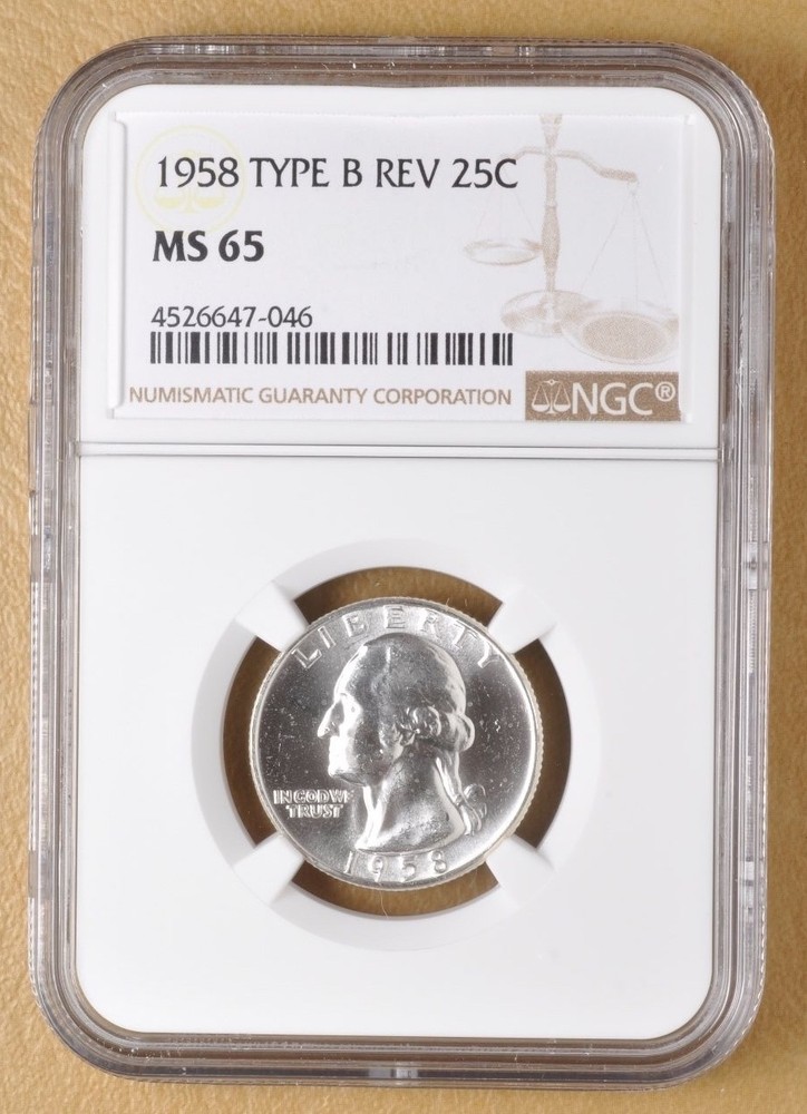 1958 P Washington Quarter 'Type B Reverse' NGC MS65