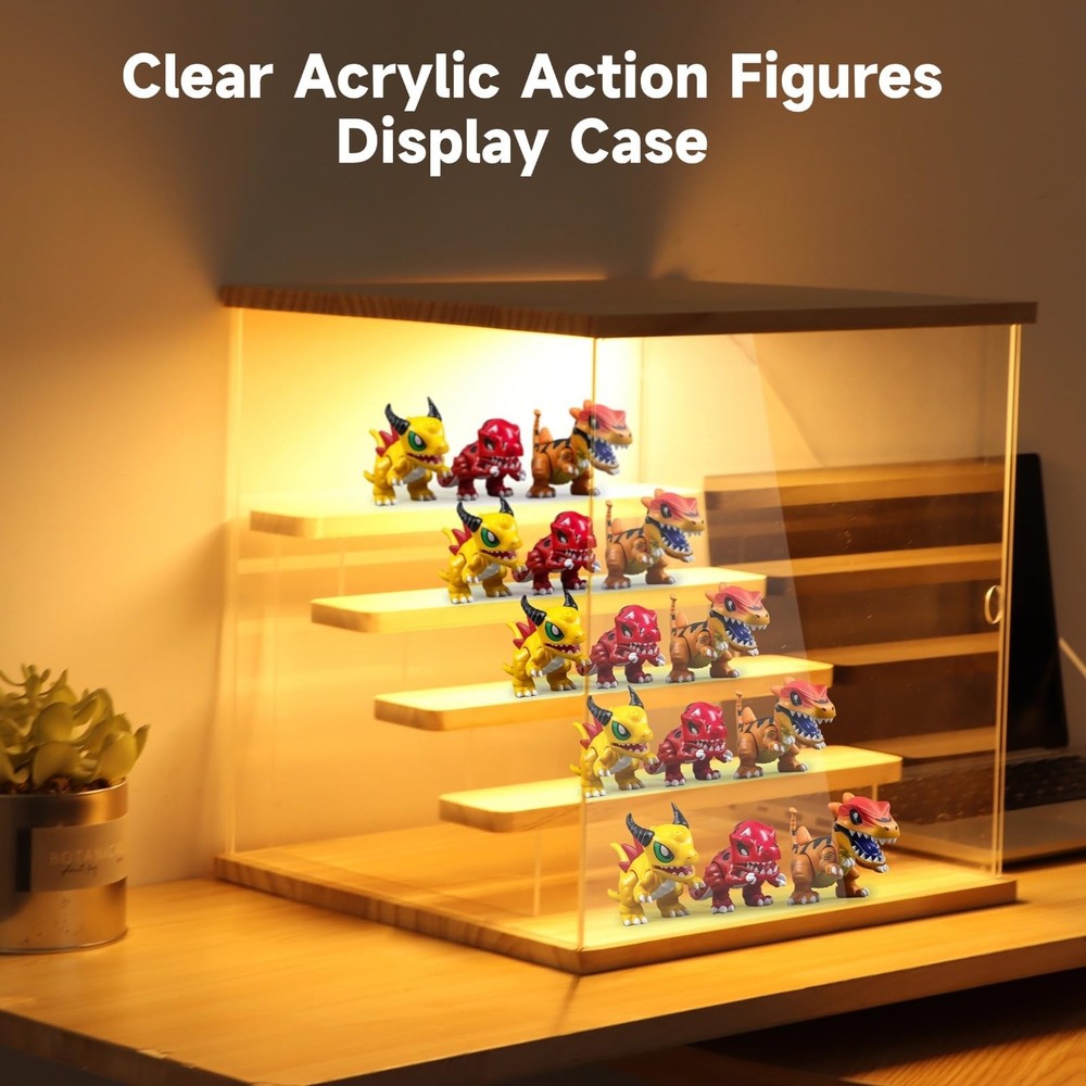 Led Acrylic Figures Display Case - Clear Action Figurine Lighted Display Case...