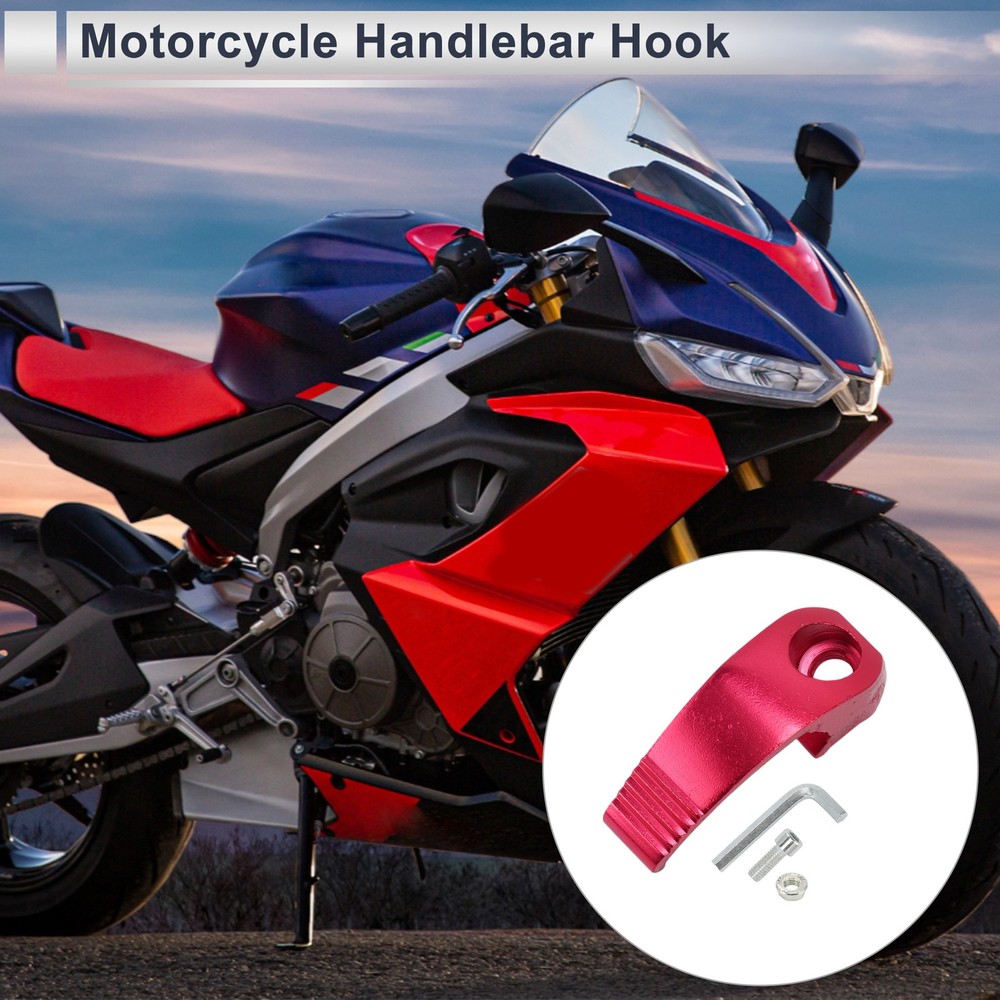 Rectangular helmet hanger hook for scooter bike, red, 1 set, 6mm