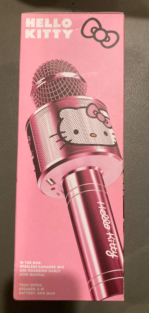 Hello Kitty Bluetooth Karaoke Microphone Wireless Speaker USB Charging Pink NIB