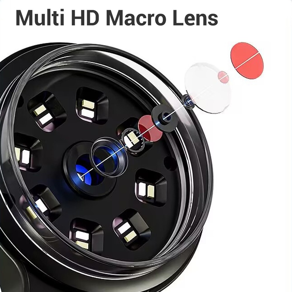 Handheld Digital Microscope 200x Magnification Dual LED Black