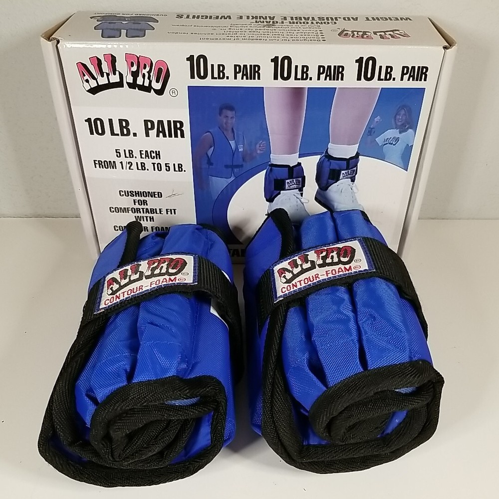 All Pro 10lb Pair Adjustable Ankle Weights With Box And Instructions - 5 lbs ea