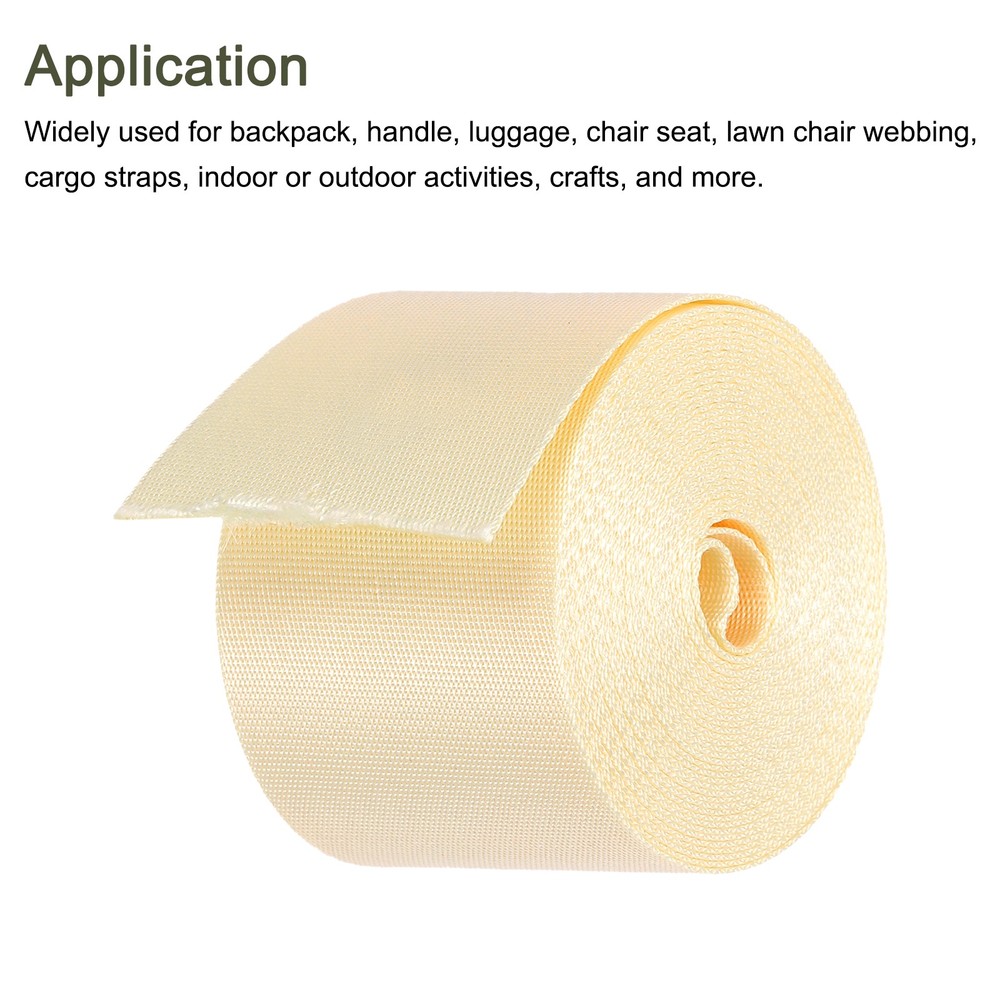Flat Nylon Webbing Strap 2 Inch 5 Yards Silver for Backpack