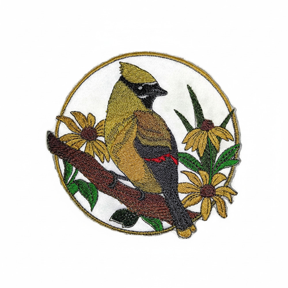 Cedar Waxwing Embroidered Patch