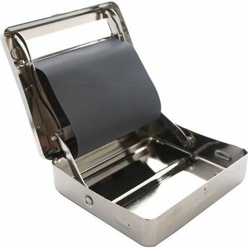 US SILVER AUTOMATIC ROLLING Machine Box Metal Roll Cigarette Tobacco Roller HO