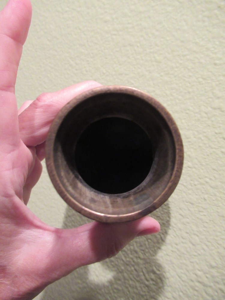 Antique Brass 4" Vase Cherry Trees Japan