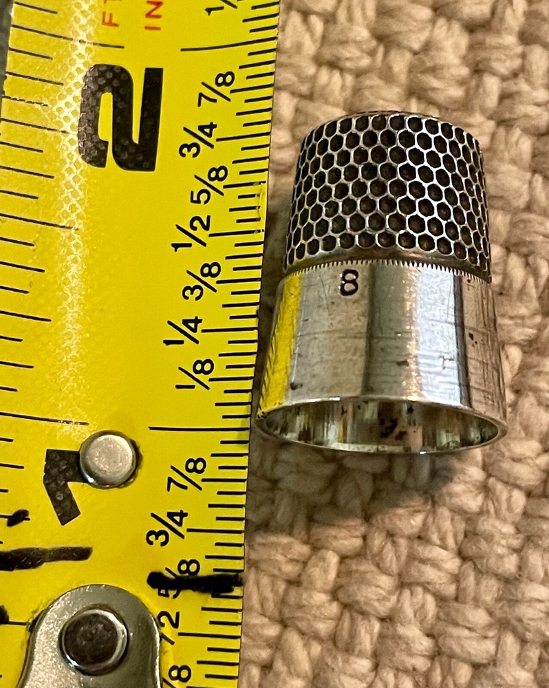 Vintage #8 Sterling Silver Thimble, Monogrammed, Marked
