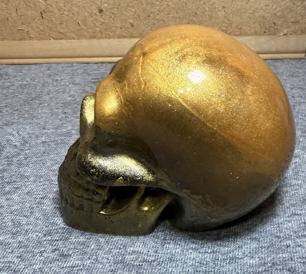 Decorative Gold Skull Figurine. Hard Plastic