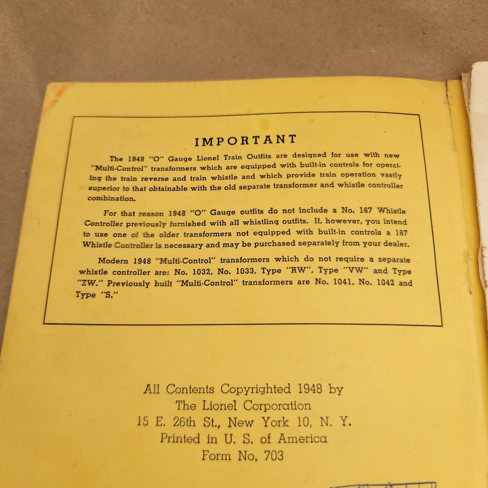 Instructions Assembling Operating Lionel Trains Book 1948