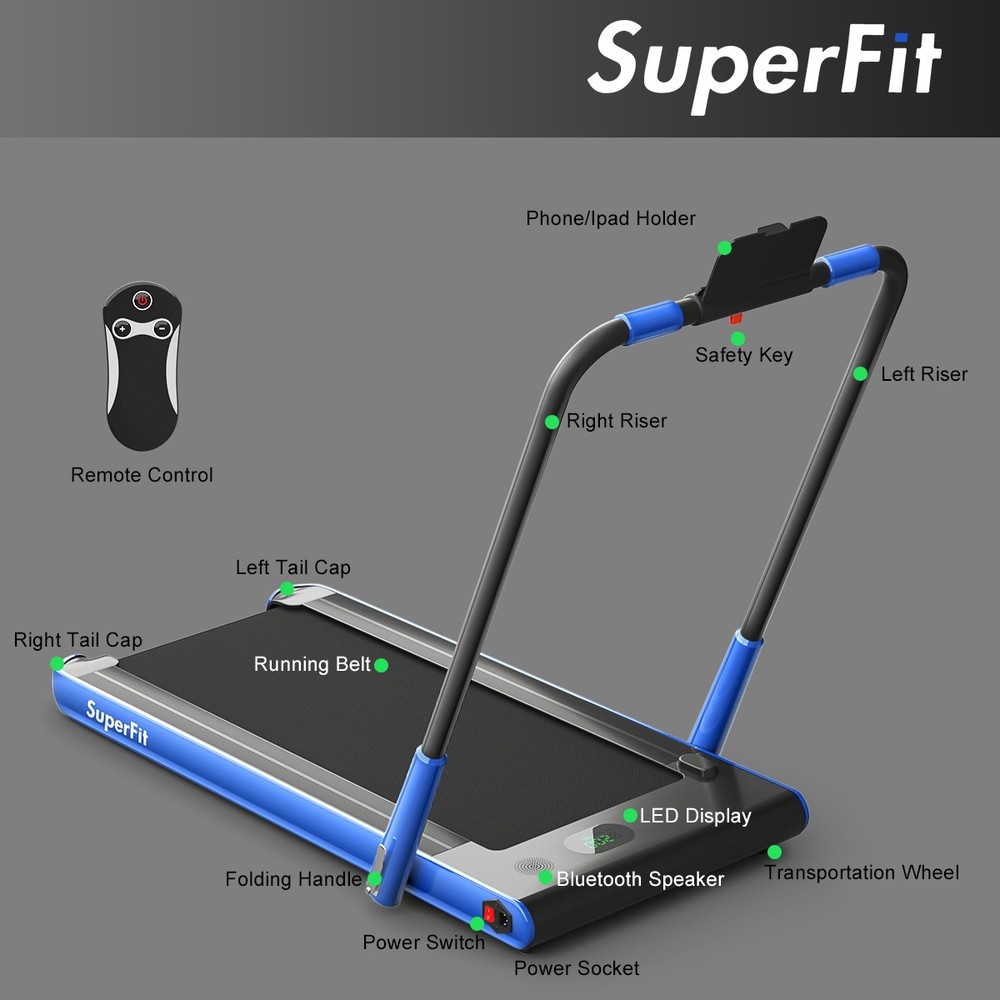 2.25HP 2 in 1 Folding Under Tbale Treadmill W/Remote Control Speaker