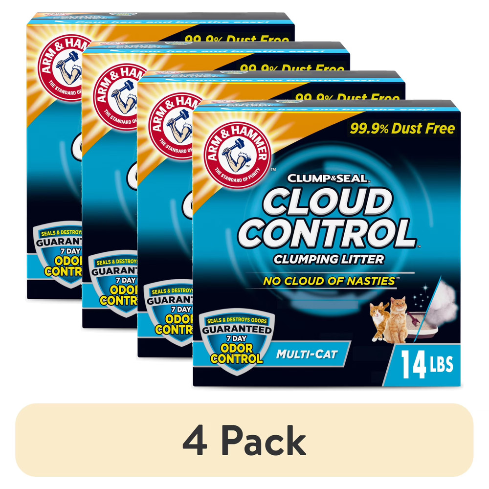 (4 pack) ARM & HAMMER Cloud Control Multi-Cat Clumping Cat Litter, 14 lb