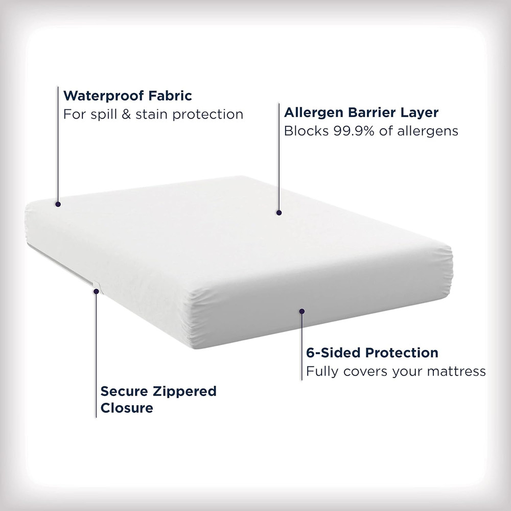 Allerease Waterproof Mattress Protector- Queen Size Polyester Zip Allergy Protec