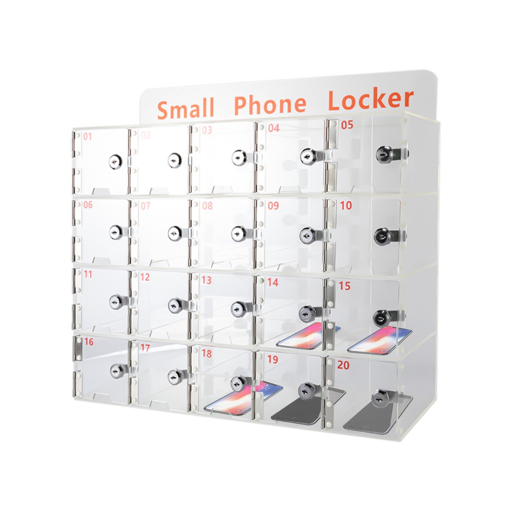 Rectangular Acrylic Cellphone Locker Clear Cell Phone Storage Box with Keys US