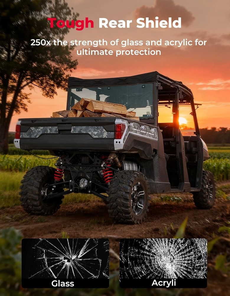 KEMIMOTO Light Tinted Rear Window, Pre-installed Back Windshield Compatible with