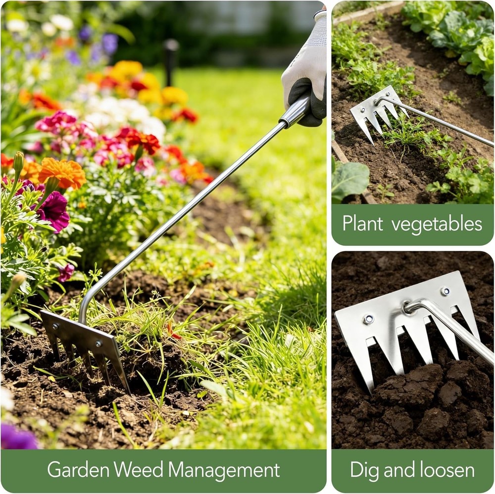 Weed Puller Tool, 2026 Portable Manual Weeding Tools Gardening, 5 Teeth Head ...