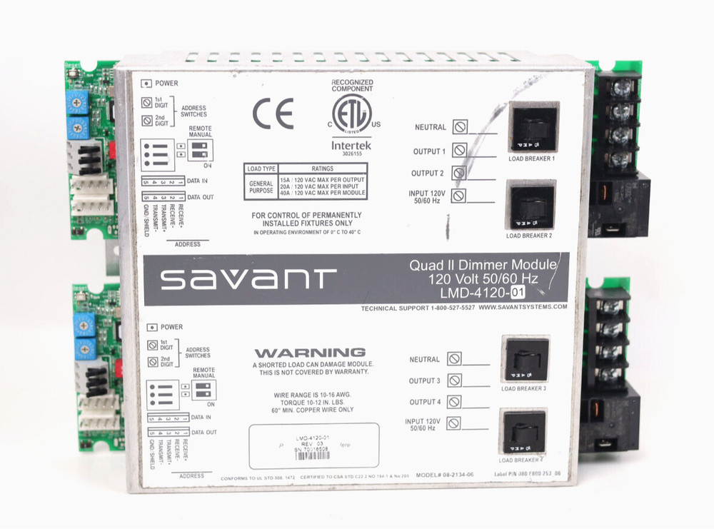 Savant/ LiteTouch LMD-4120-00 Quad II Dimmer Module 120V p123