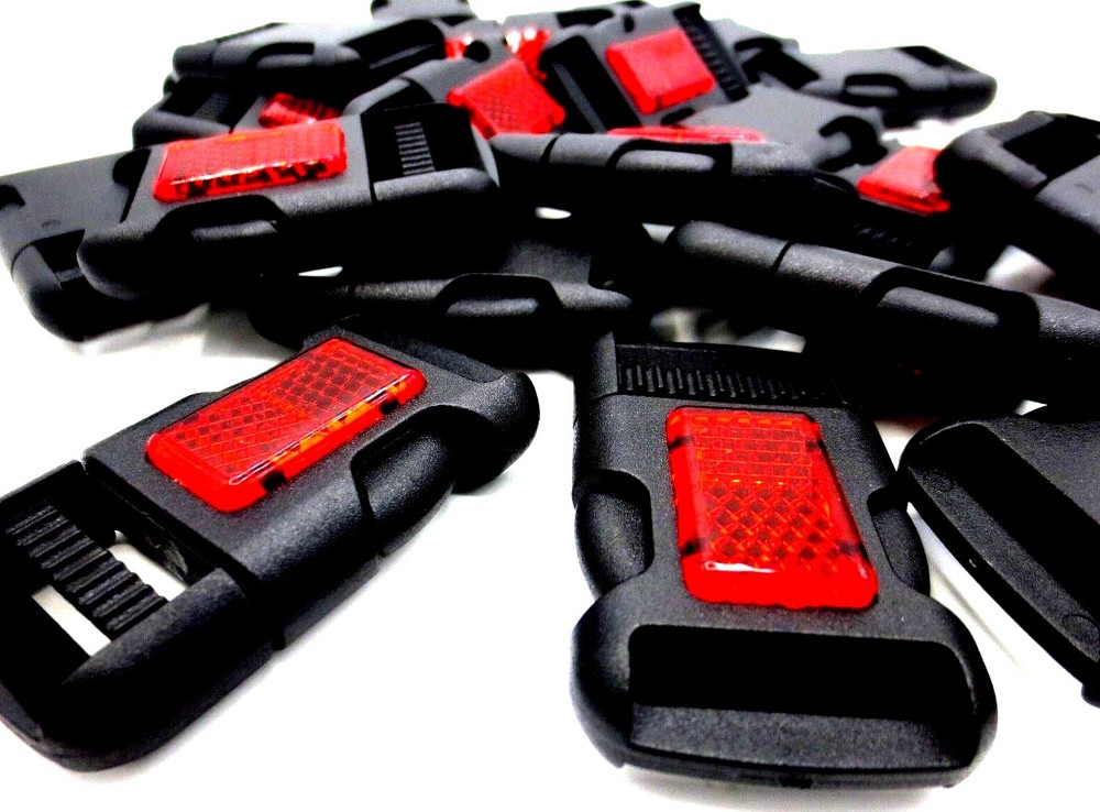 Reflective Buckle - Fits 1", 25mm Wide Webbing Strap - Durable Polyacetal!