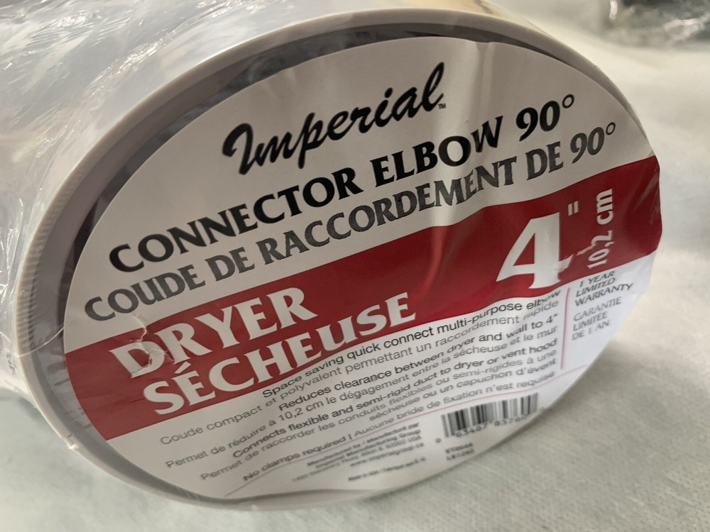 Imperial 90-Degree Dryer Connector Elbow Silver/White 4" x 4" VT0544