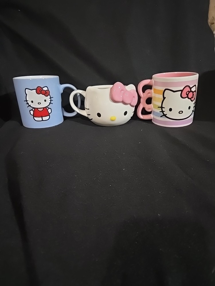 3 Sanrio Hello Kitty Ceramic Mugs