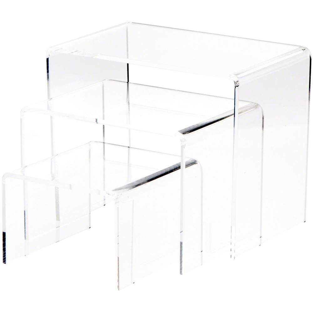 Plymor Clear Acrylic Rectangular Display Risers, 6" Deep Assortment, Set of 3